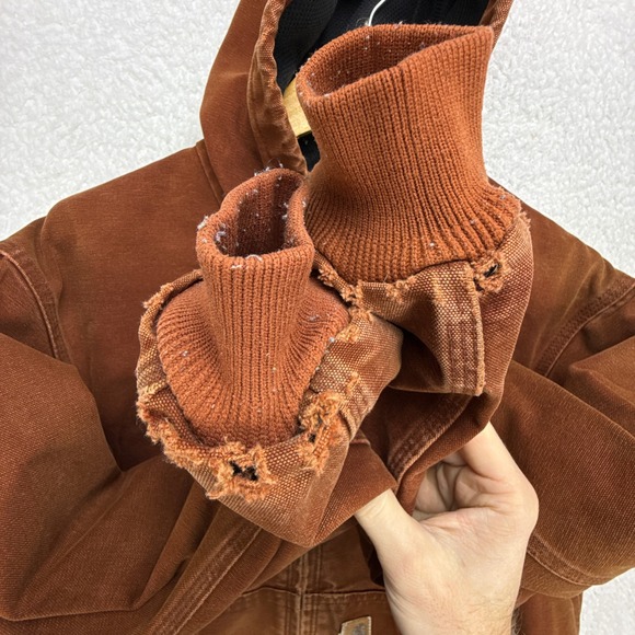 Carhartt Active Jacket Thermal Lined Mens Medium J160 CLY Clay Red Distressed - Picture 9 of 16
